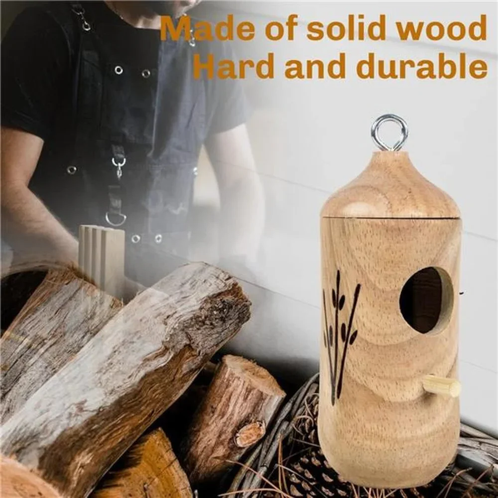 Hummingbird House for Outside Hanging,Wooden Humming Bird Nest 3 Pcs with Ropes